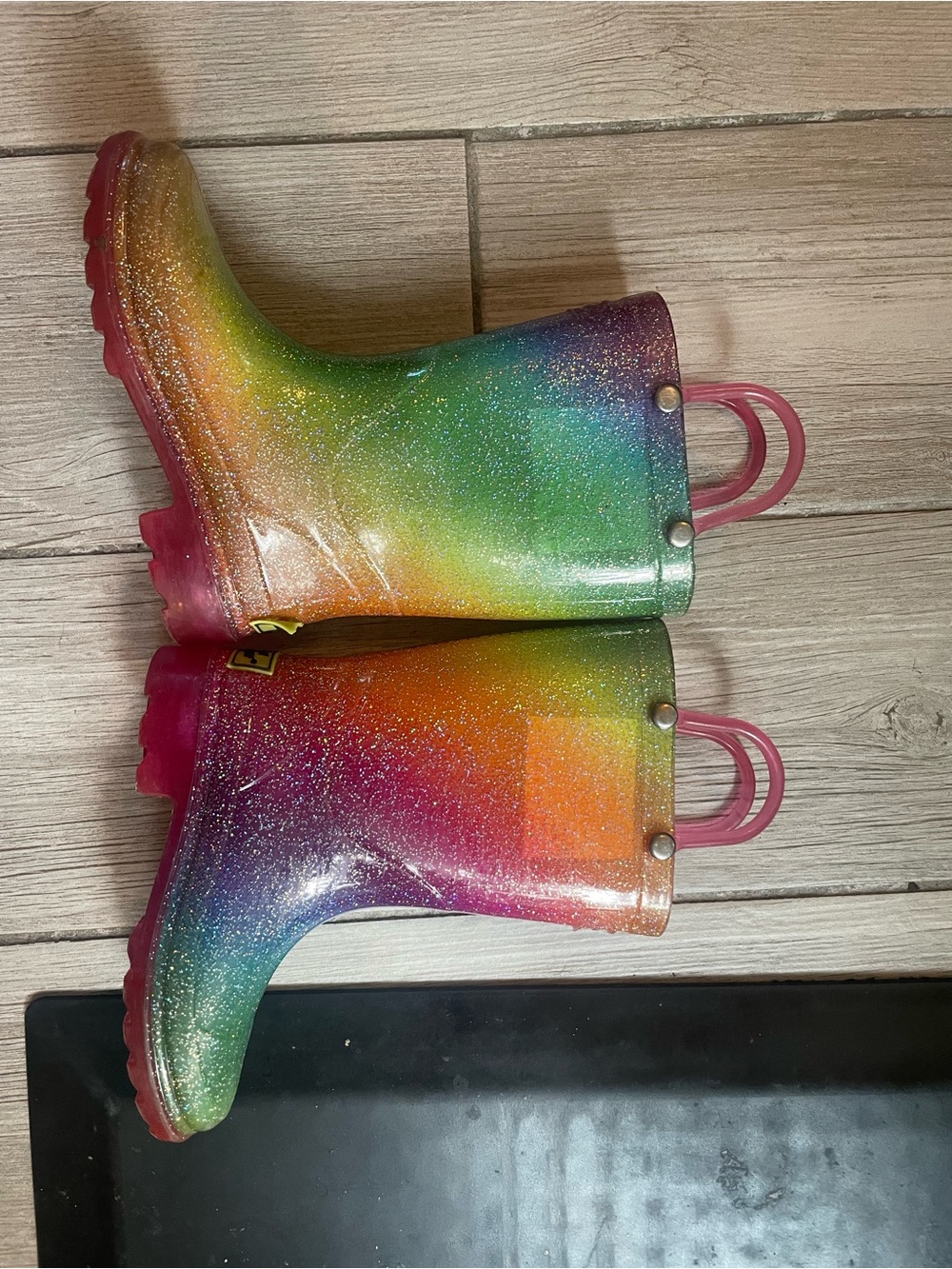 Western Chief Kids Rainbow Glitter Rain Boots - Toddler 8 Girls - Picture 1 of 8